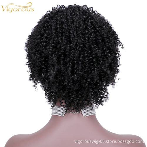 Short bob afro curly wholesale inch pixie cut wave black cheap glueless brazilian real human hair wigs black women